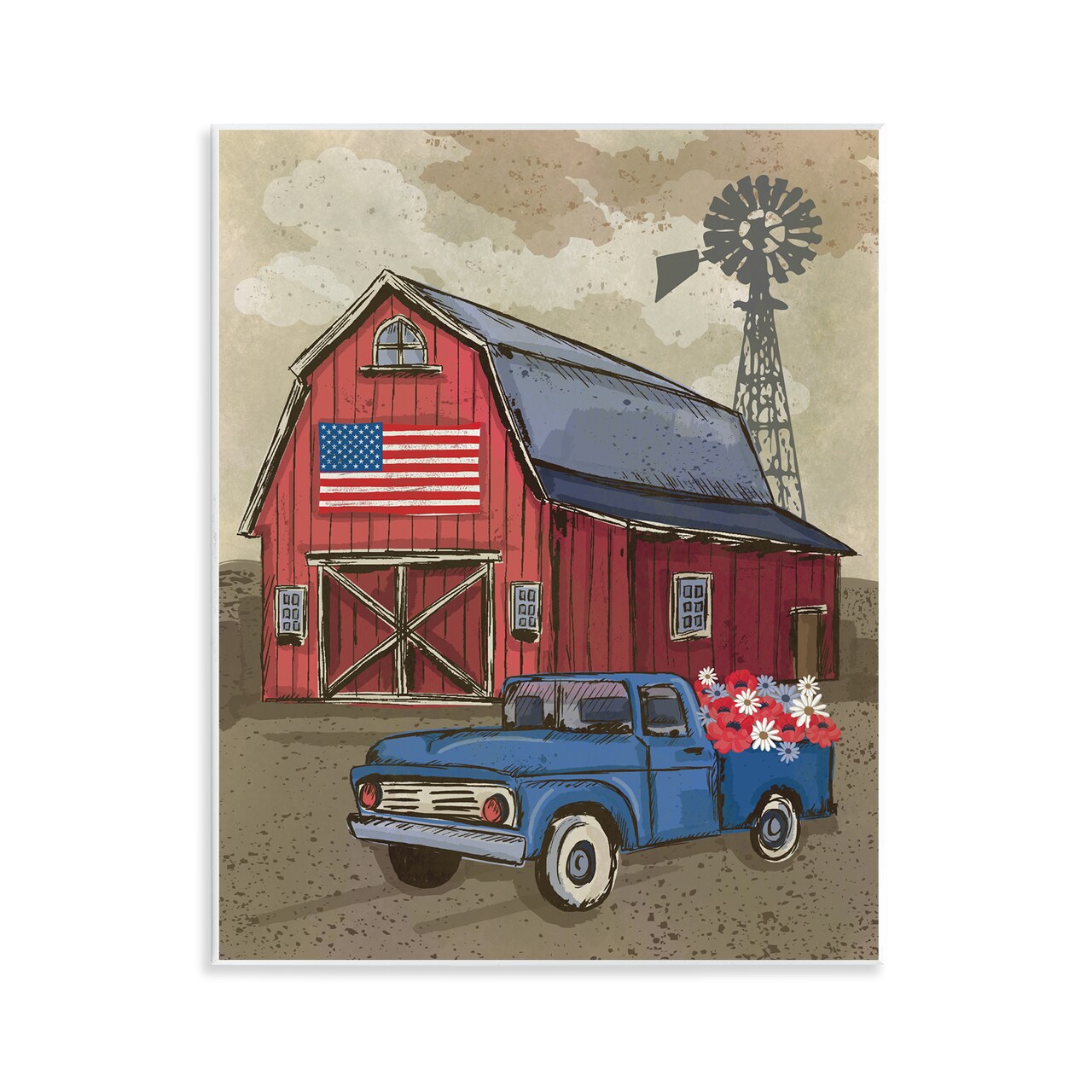 Stupell Industries Vintage Americana Barn Wall Plaque Art Design by Lisa Perry Whitebutton